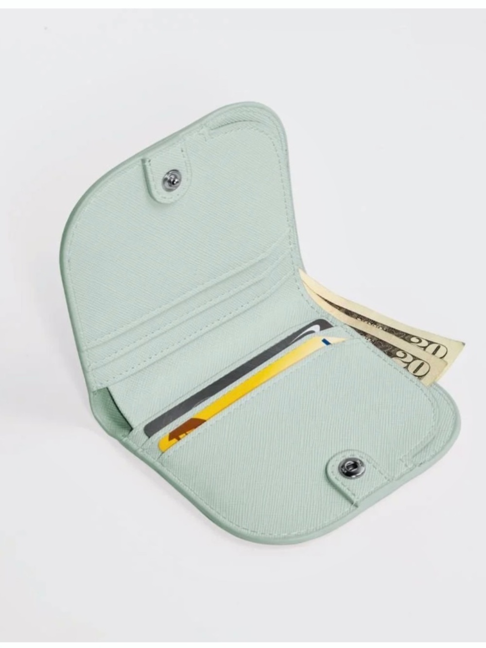 Poketo Vegan Saffiano Leather Dome Wallet In Mint - Picture 10 of 10